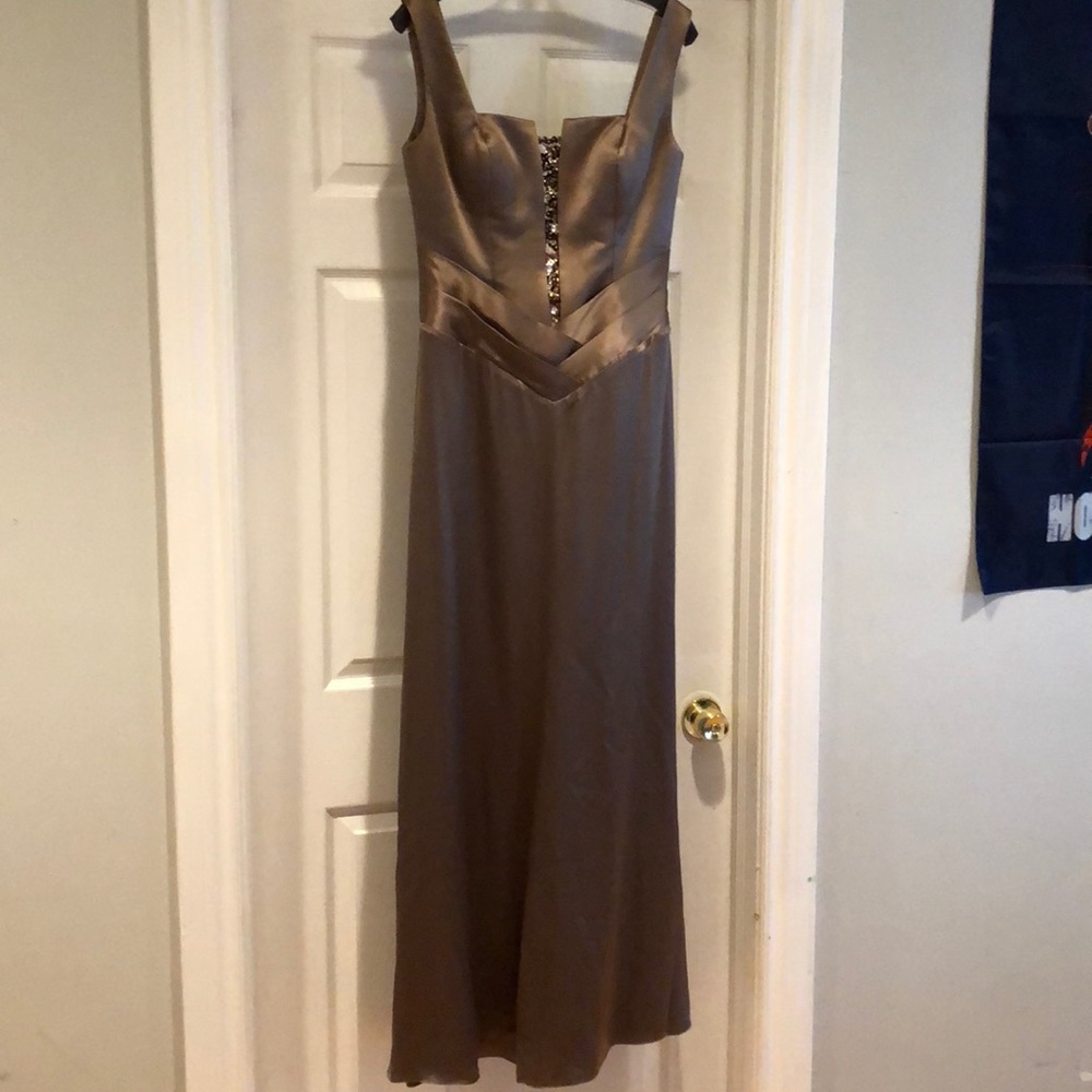 Tan silk dress